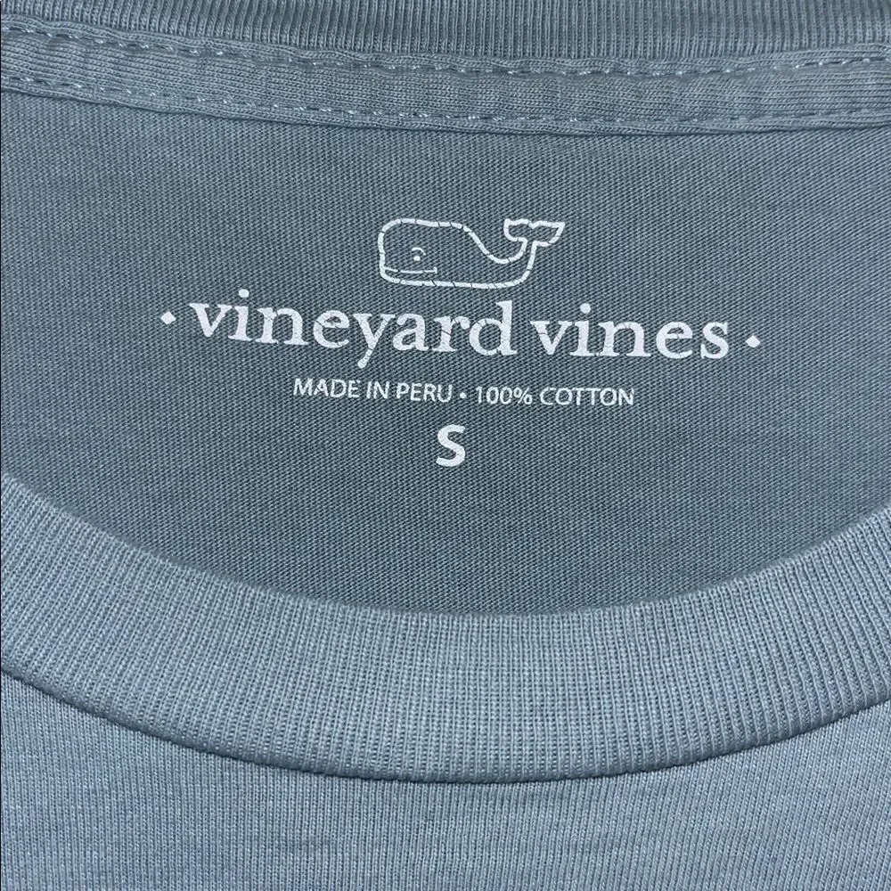 Blue Gray Vineyard Vines Sailing Yachting Boating Pocket LS T shirt S Big Whale